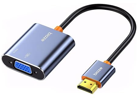 biaze ZH276 - Adaptador HDMI a VGA (5 unidades, 1080P, 60 Hz, adaptador de vídeo macho a hembra) para ordenador portátil, PC, monitor de TV, proyector, cable de conexión dorado