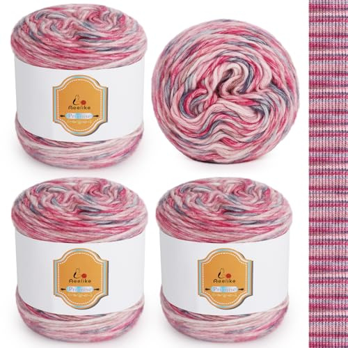 Aeelike 400g Farbverlaufsgarn Baumwolle zum Häkeln, 210m Super leichte Gradient Cupcakes Bobbel, Superweiche Mehrfarbiges Air Wolle zum Babydecke Pullover Schal Hüte, Ombré Knitting Yarn Set Süßzucker