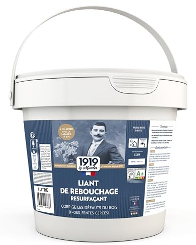 MAULER - Liant de rebouchage parquet & meuble haute solidité pour Mastic à Bois - 1L - À mélanger avec sciures fines ou farine de bois - Très faible odeur