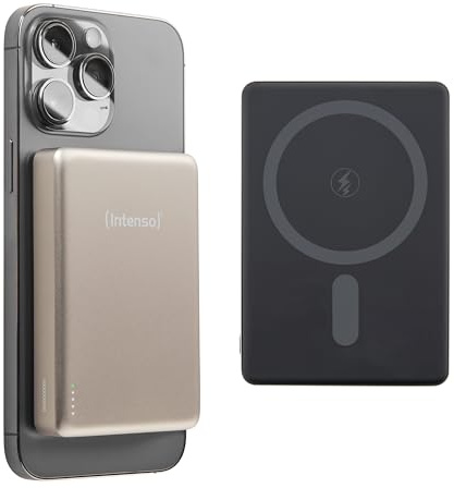 Intenso MW10000 Magnetische Powerbank 10000 mAh – MagSafe kompatibel, Wireless Charging 15W, USB-C PD 20W, Für iPhone & Android – Geprüft in Deutschland – Champagner