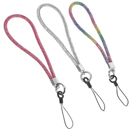 DOITOOL Lanières de Poignet Légères et Décoratives en Nylon Strass Scintillants Lot de 3 Bracelet Élégant et Fonctionnel pour Téléphones et Caméras