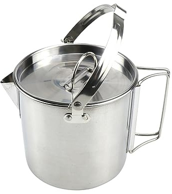 TOGEVAL Stainless Steel Collapsible Kettle Portable Boil Water Hanging Pot for Camping Hiking and Picnics Easy Pour Spout Handle Durable Hot Soup Pot
