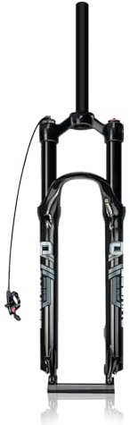 QHIYRZE Mountain Bike Air Suspension Fork 26/27.5/29 Inch MTB Front Fork 120mm Travel XC/AM Straight/Tapered Tube Remote Lockout QR 9x100mm Disc Brake(Black Straight,27.5'')