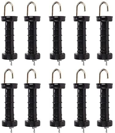 CROWNSHOP 10Pcs Electric Fence Handles Door Handles Insulated Spring Tension Gate Handle for Fencing