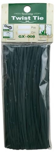 200 bridas recubiertas de plástico, 15 cm de longitud para aplicaciones de jardinería y soporte de plantas (verde oscuro)