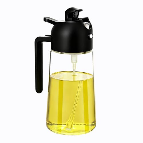 CogitMin 2 in 1 Ölsprüher, 470 Ml und Leicht Zu Reinigender 2-In-1 Ölspender, Geeignet für Heißluftfritteusen, Grillen und Kochen Ölzerstäuber, Geeignet für Die Küche, Das Campen, Das Backen