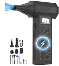 SOPPY Mini soffiatore elettrico a getto d'aria, 130.000 giri/min, con batteria da 5000 mAh, luci a LED, mini ventilatore ad aria compressa, colore nero