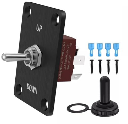 FACAIIO DPDT Kit d'interrupteurs à bascule 15 A 250 V AC 30 A 12 V DC pour interrupteur de recul momentané marche/arrêt avec couvercle étanche pour inverser la polarité du moteur