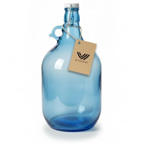 WYSKONT Glasballon Rund Ballonflasche - Blaue/Meeresblaue - 5 Liter Glasflasche mit Handgriff und Bügelverschluss - 1 Stück (Meeresblau 5l, 1 Stück)
