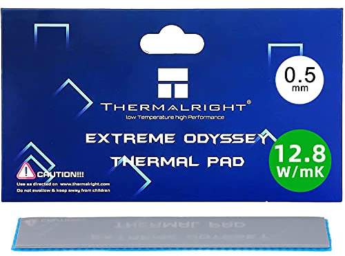 Thermalright Coussinet thermique 0,5 mm 12,8 W/mK, 120 x 20 x 0,5 mm, non conducteur, haute efficacité, résistance à la chaleur, coussinets thermiques en silicone Odyssey pour PC PS5 PS4 dissipateur