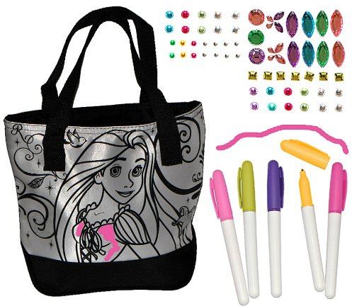 alles-meine.de GmbH Bastelset zum Bemalen für Umhängetasche/Schultertasche - Rapunzel Prinzessin - abwischbar groß - Kindertasche Tasche Stoff Mädchen Tragetasche Neu verföhnt