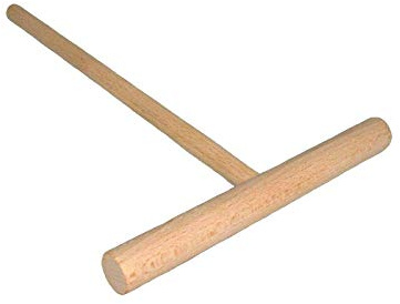 Tredoni Esparcidor/Rastrillo de Panqueques 14cm Palo en T de Madera - Espátula Fabricante Profesional de Crepe/Krep, Mango de 18cm