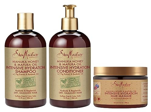 SheaMoisture Manuka Honey & Mafura Oil Intensive Hydration Combination Set - Includes 13oz Shampoo, 13oz Conditioner & 12oz Hair Mask