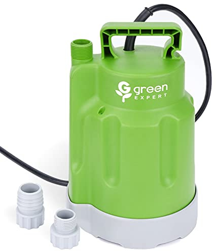 Green Expert 1/4HP Submersible Sump Pump 25-Foot Long Power Cord High Flow 1800GPH for Fast Water Removal Easy to Use in Pool Hot Tub Flooded House Drainage Household Drain Pump Suit to Garden Hoses