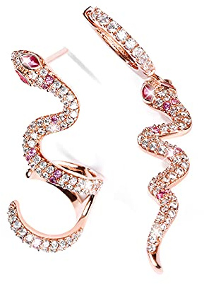 Gnoce Schlange Ohrringe Silber 925 hängend Rose Gold Ohrringe Ohrschmuck Mit Zirkonia Schmuck Geschenk für Damen Ehefrau Geburtstag