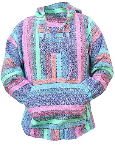 Del Mex Mexikanischer Baja Hoodie Sweatshirt Pullover Jerga Surf Poncho Drogenteppich - - XX-Large