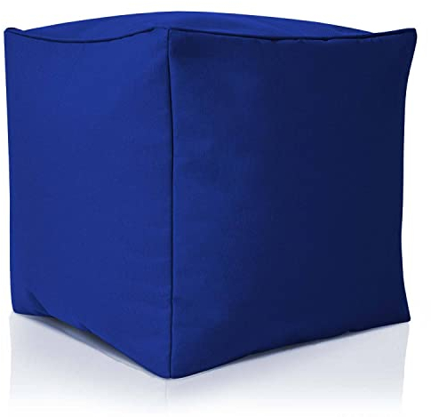 Green Bean Sitzsack-Hocker 40x40x40cm mit EPS-Perlen Füllung - Fußhocker Fußkissen Sitz-Pouf für Sitzsäcke - Bodenkissen für Kinder und Erwachsene - Fußablage Sitzkissen Sitzhocker Blau