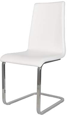 t m c s Tommychairs - Freischwinger-Stuhl Berlin mit hochfestem rechteckigem Freischwingergestell aus Stahl und Sitzflaeche aus mehrschichtigem Holz gepolstert und mit weissem Kunstleder bezogen