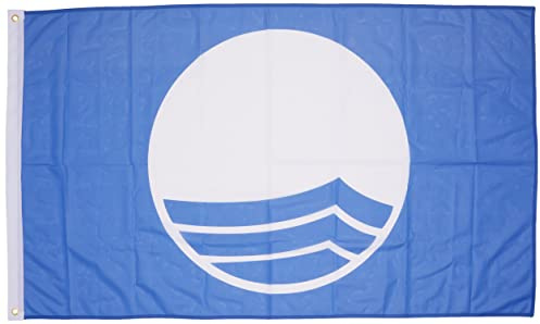 AZ FLAG - Drapeau Pavillon bleu Spécial Extérieur - 150x90 cm - Drapeau Plage Qualité De L'Eau En Maille Bloquée Avec Anneaux Plastiques Intégrés - 170g