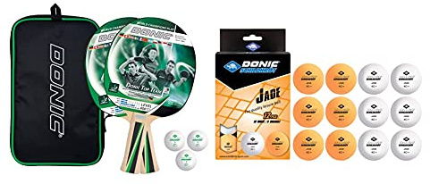 Donic-Schildkröt Tischtennis-Set Top Teams 400, 2 Schläger, 3 Bälle in guter 1* Qualität & Unisex – Erwachsene Tischtennisball Jade, Poly 40+ Qualität, 12 STK. im Polybag, 6 x weiß / 6X orange, M