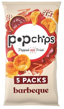 popchips - BARBEQUE Multipack Crisps 5 Pack Bag - Fully loaded with flavour, iconic ridged crisp, unmistakable crunch