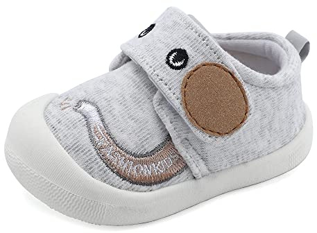 MASOCIO Scarpe Bimbo Neonato Scarpine Primi Passi Maschio Scarpette Bambino 6-12 Mesi Taglia 19 Grigio (Taglia Produttore: CN 14)