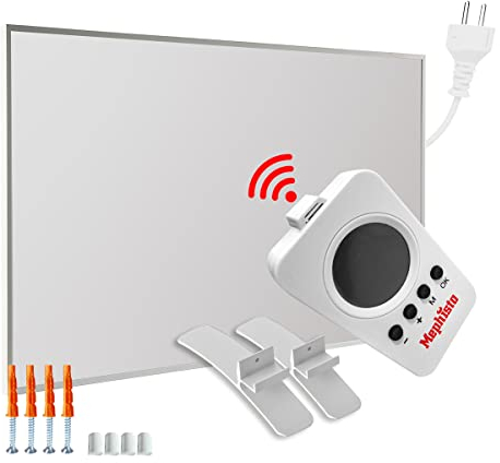 Mephisto Calefacción por infrarrojos para pared o techo, bajo consumo, incluye mando a distancia y termostato, control por aplicación WiFi, 300 - 1200 W, potencia en vatios: 300 W, accesorios: incluye