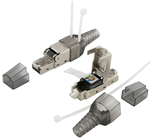 SeKi 2 conectores de red RJ45 sin herramientas CAT 6 en carcasa de metal aptos para cables de colocación y cables de conexión; conector LAN para cable de red compatible con CAT5, CAT7, CAT6a, DSL