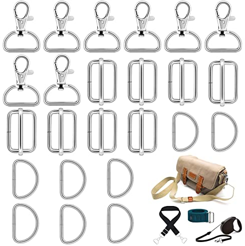 Cimown 24 Stück Karabiner Schlüsselanhänger， Karabinerhaken Mit Drehgelenk D Ringen, Geeignet Für Geldbörsen, Taschengurte,Taschenzubehör Zum Nähen, Diy Nähen Zubehör