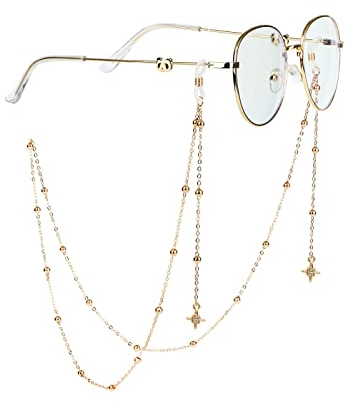 Brillenkette 70 cm Goldene Brillenkette Für Frauen, Elegante Sonne, Buchstaben, Schmetterling, Anhänger, Lanyard, rutschfest, Zum Aufhängen, Für Brillen, Schmuck, Geschenk, Stern