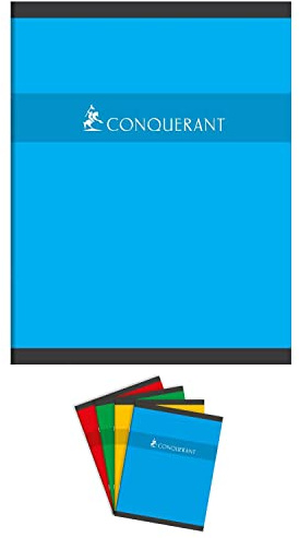 CONQUÉRANT Lot de 3 Cahiers de Devoirs 17x22cm 60 Pages 70G Grands Carreaux coloris aléatoires
