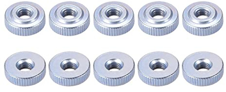 DTGN Tuercas Estriadas M4x4mm (DxH) - Paquete de 10 - Buenas para Muebles y Equipos - Tornillos de Pulgar - Plateado Azul