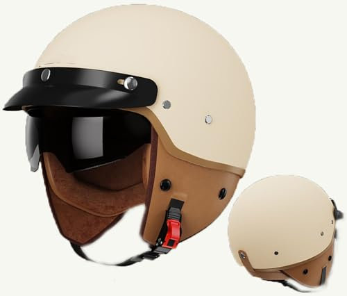 Casco Moto Jet Vintage, Caschi Cromwell Omologato DOT/ECE, Casco Moto Retrò Casco Con Visiera, Moto Mezzo Casco Per Uomo E Donna, Caschi Jet Vintage Per Moto Bike Scooter 5,54-61CM