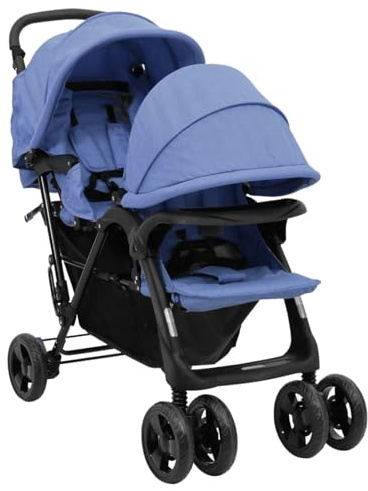 CIADAZ Passeggino Gemellare a Tandem Blu Marino in Acciaio,Bebè e Bimbi,Trasporto Bebè,Passeggini-10350