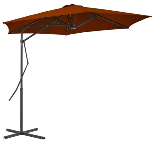 THOYTOUI Sonnenschirm, Fishing umbrella Angel schirmzelt Angelzelte Fischerschirm Geeignet für Balkon Terrasse Garten Veranda mit Stahlmast Terracotta-Rot 300x230 cm