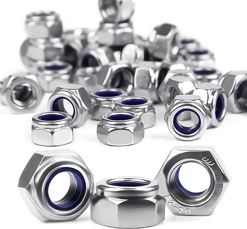 Dadi esagonali M6, in acciaio inox A2 V2A, dadi esagonali, autobloccanti, 25 pezzi, DIN985, dadi di bloccaggio Niro