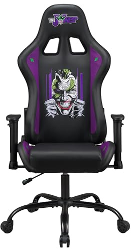 SUBSONIC Joker - Gaming Stuhl oder Bürostuhl, Gamer Sessel für Erwachsene, Bequeme Sitzfläche, integrierte Kopfstütze, Armlehnen und Höhe verstellbar, ergonomische Rückenlehne - Schwarz.