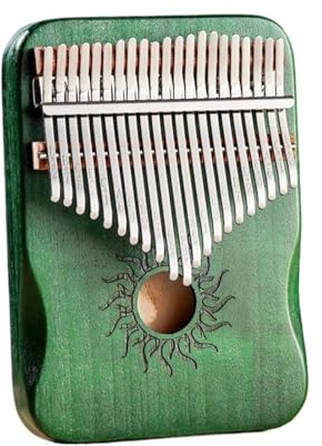 Kalimba Instrument Kalimba 21 Tasten Vollholz Ahorn 17 Tasten Kalimba Mit Schalllöchern Anfängerinstrument(21Green)