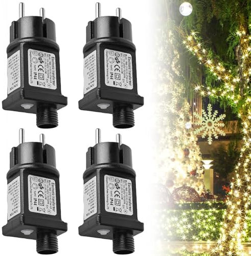 GOMETY LED Transformator 31V 6W: 4 Stück Wasserdicht IP44 Netzteil, 8 Modi Mit Speicherfunktion Und Timer, Für Innen Und Außen Weihnachtsbeleuchtung (Weiß)