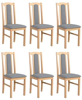 LeafDesign Esszimmerstühle 6er Set, Massivholz, Gepolstert, Sonoma Eiche | Küchenstühle, Esstischstühle und Essstühle für Wohnzimmer, Restaurant, Café, Hotel und Gastronomie – hoher Sitzkomfort