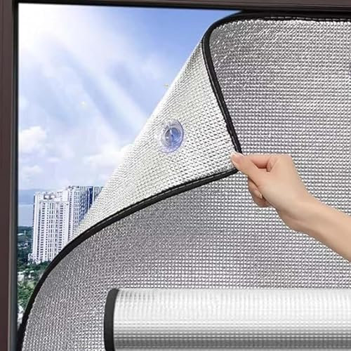 Anpassen Fensterfolie Isolierfolie Mit Saugnäpfen Sonnenschutzfolie Anti-UV Dachfenster Wärmeisolierung Fenster Folie Blickdicht Sichtschutzfolie Warm Halten Wärmeschutzfolie (Silver)