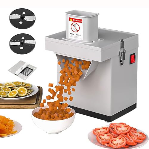GHRERTX Cortadora de Verduras Comercial 3 en 1,Cortadora de Verduras eléctrica con 3 Cuchillas,Cortadora automática de Cubos for Cortar Patatas, cebollas y Zanahorias, picadora de Verduras