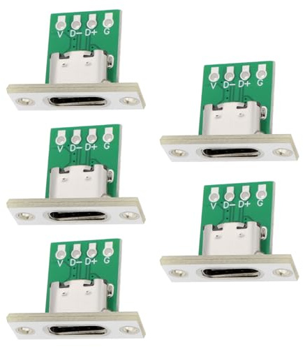 OTOTEC Lot de 5 Connecteurs Femelles de Type C avec Carte PC 24 Broches USB 2.0 Montage sur Panneau Prise Femelle USB C pour Appareils Mobiles Ordinateurs Portables Tablettes