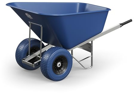 Agri Barrow Wheel Barrow 200 Litre Plastic Wheelbarrow with Puncture Proof Twin Fat Tyres, Blue – Ideal for Equestrians, Farmers, Gardeners, Stable Yards, and Heavy-Duty Use