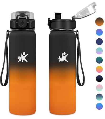 KollyKolla Gourde Isotherme 1L, Gourde Inox sans BPA, Gourde Metal, Réutilisable, Bouteille d'eau Acier Inoxydable à Double Paroi pour Enfant & Adulte, École, Bureau, Outdoor, Sport