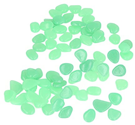 Fdit Leuchtende Leuchtende Steine ​​für Dunkle Gartenterrasse, Fluoreszierende EDC-Kieselsteine ​​für den Außenbereich, 100 Leuchtende Steine (Grünliches Blau)