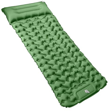 YOUXIU Colchoneta autoinflable, ultraligera para acampar, colchoneta inflable, colchón de camping, colchón de aire, colchoneta de camping con bomba de pie, para viajes, senderismo, resistente al agua