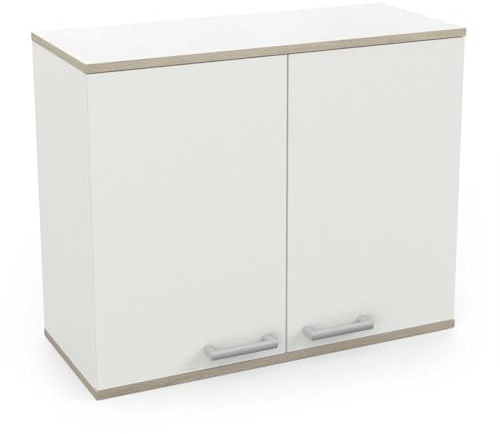 habeig Küche, Küchenschrank, Kompaktküche, variabel aufbaubar, Singleküche, 65kg! schwer, mit Arbeitsplatte, Weiss, Eiche, 180x60x85cm (LxTxH) (300433)