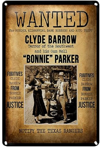 Vintage Blechschild | Wanted Poster | Bonnie und Clyde | Retro Deko | 20 cm x 30 cm