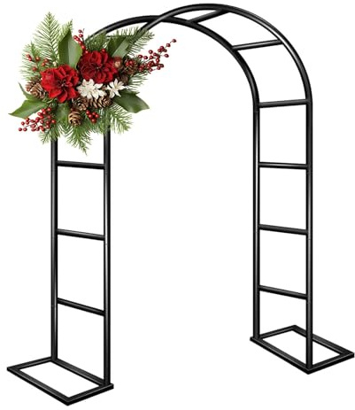 Arche De Jardin Pour Plantes Grimpantes, Treillis Arche Rosier Arche Jardin En Métal Robuste 80cm 140cm 180cm 200cm 240cm 280cm 300cm 350cm, Pour Décoration De Fête Mariage(Noir,W140 X H230cm)